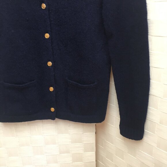 Vintage Braemar intl. scottish shetland navy wool cardigan sweater size 36 small - Picture 10 of 14